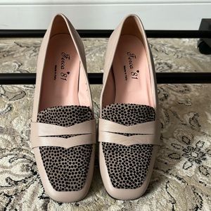 Italian leather calf hair loafer